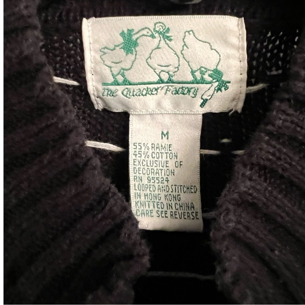 Vintage Quacker Factory Winter Holiday Cat Tree Zippered Cardigan Sweater Medium - Picture 7 of 8